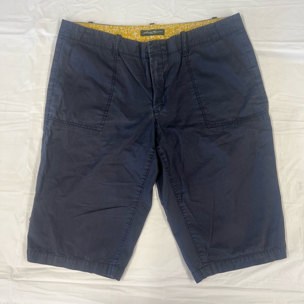 Eddie Bauer Womens Capri Pants Sz 12 Specially Dyed Blue Cropped Pockets Outdoor